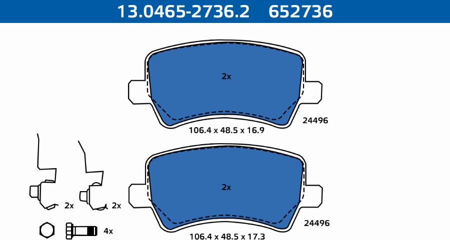 ATE-APAC 13.0465-2736.2 - Set placute frana,frana disc allinparts.ro