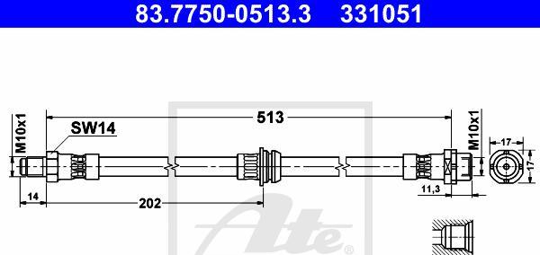 ATE-APAC 83.7750-0513.3 - Furtun frana - allinparts.ro