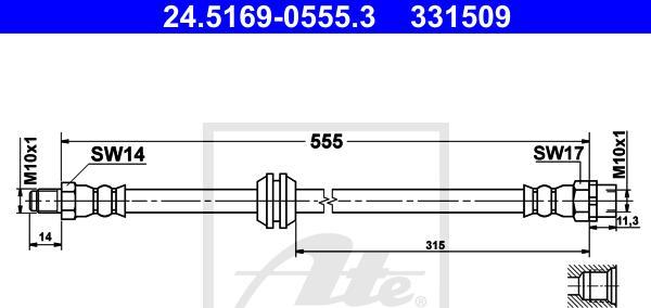 ATE-APAC 24.5169-0555.3 - Furtun frana - allinparts.ro