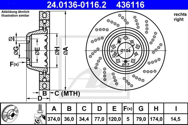 ATE-APAC 24.0136-0116.2 - Disc frana - allinparts.ro