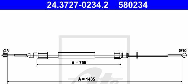 ATE-APAC 24.3727-0234.2 - Cablu, frana de parcare - allinparts.ro