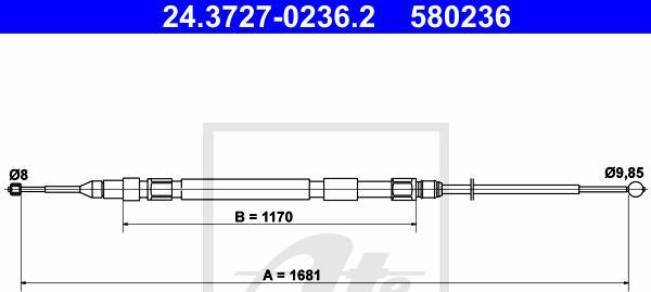 ATE-APAC 24.3727-0236.2 - Cablu, frana de parcare - allinparts.ro