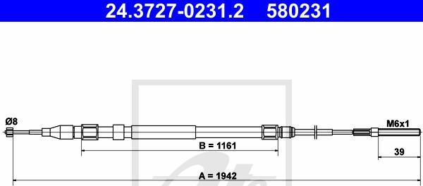 ATE-APAC 24.3727-0231.2 - Cablu, frana de parcare - allinparts.ro