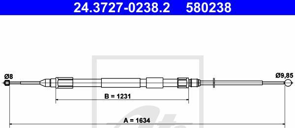 ATE-APAC 24.3727-0238.2 - Cablu, frana de parcare - allinparts.ro