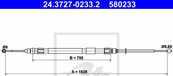 ATE-APAC 24.3727-0233.2 - Cablu, frana de parcare - allinparts.ro