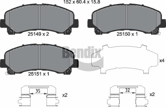 BENDIX Braking BPD1444 - Set placute frana,frana disc allinparts.ro