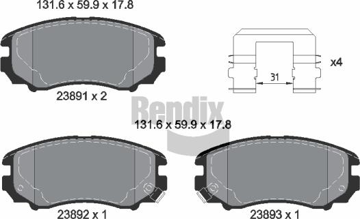 BENDIX Braking BPD1620 - Set placute frana,frana disc - allinparts.ro