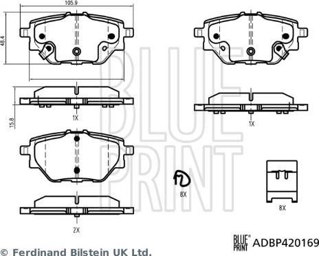 Blue Print ADBP420169 - Set placute frana,frana disc - allinparts.ro