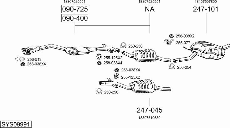 Bosal SYS09991 - Sistem de esapament - allinparts.ro