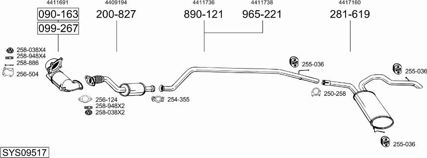 Bosal SYS09517 - Sistem de esapament - allinparts.ro