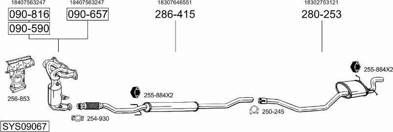Bosal SYS09067 - Sistem de esapament - allinparts.ro