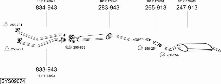 Bosal SYS09074 - Sistem de esapament - allinparts.ro
