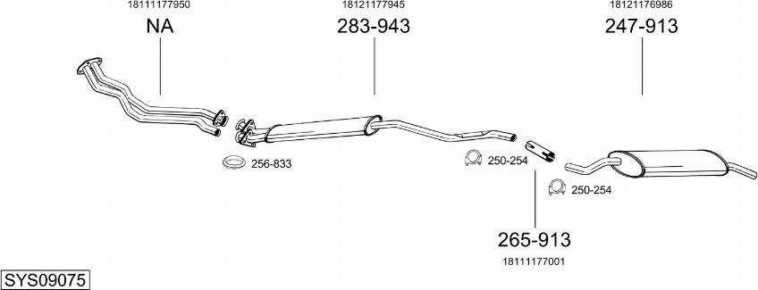 Bosal SYS09075 - Sistem de esapament - allinparts.ro