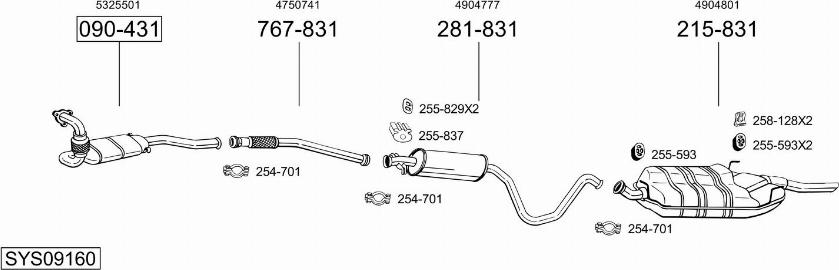 Bosal SYS09160 - Sistem de esapament allinparts.ro