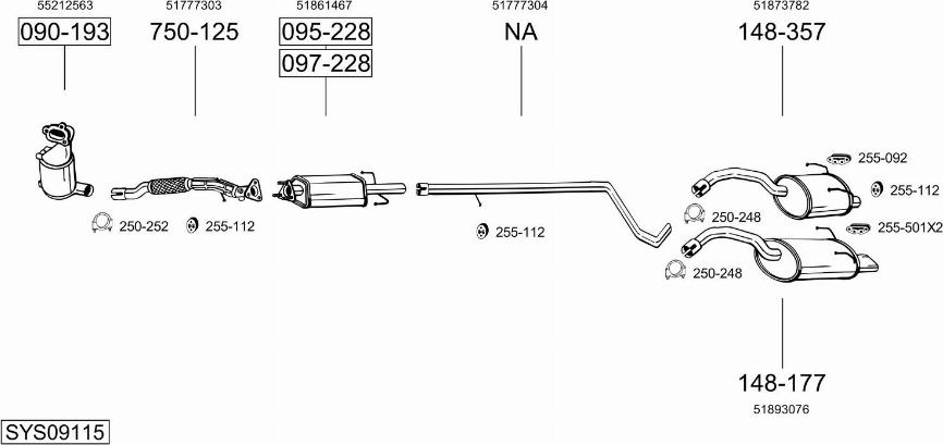 Bosal SYS09115 - Sistem de esapament - allinparts.ro
