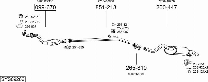 Bosal SYS09266 - Sistem de esapament - allinparts.ro