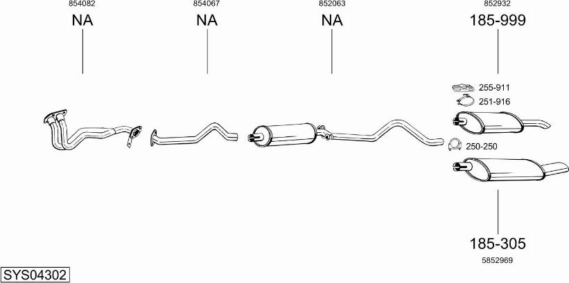 Bosal SYS04302 - Sistem de esapament - allinparts.ro