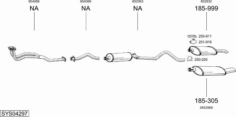 Bosal SYS04297 - Sistem de esapament - allinparts.ro
