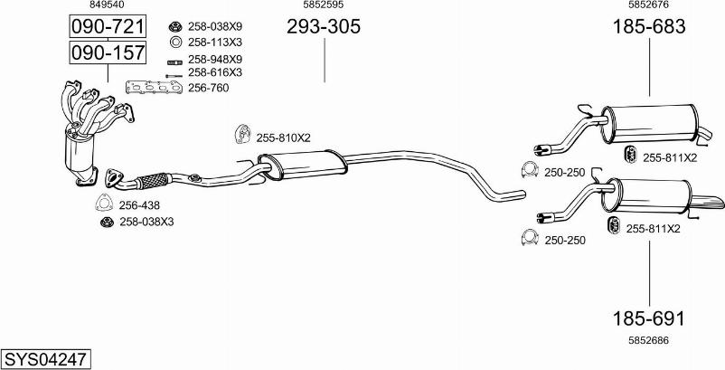 Bosal SYS04247 - Sistem de esapament - allinparts.ro