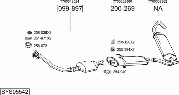 Bosal SYS05542 - Sistem de esapament - allinparts.ro