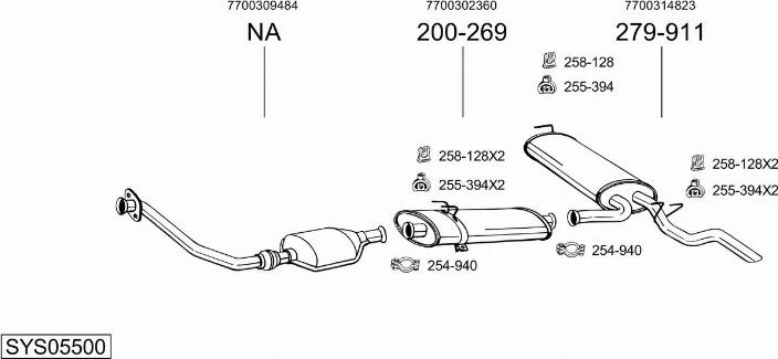 Bosal SYS05500 - Sistem de esapament - allinparts.ro