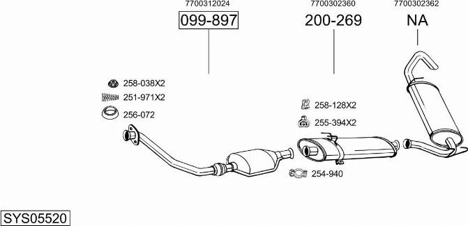 Bosal SYS05520 - Sistem de esapament - allinparts.ro