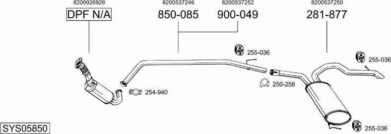 Bosal SYS05850 - Sistem de esapament - allinparts.ro