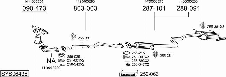 Bosal SYS06438 - Sistem de esapament - allinparts.ro