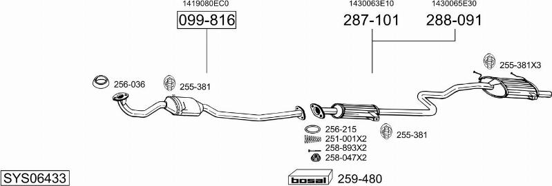 Bosal SYS06433 - Sistem de esapament - allinparts.ro