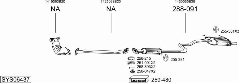 Bosal SYS06437 - Sistem de esapament - allinparts.ro