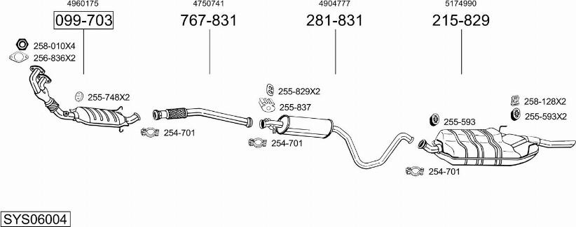 Bosal SYS06004 - Sistem de esapament - allinparts.ro