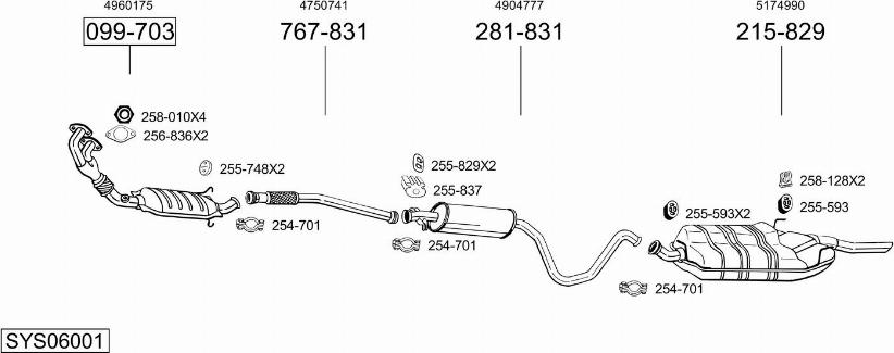 Bosal SYS06001 - Sistem de esapament allinparts.ro