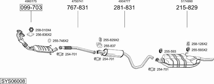 Bosal SYS06008 - Sistem de esapament - allinparts.ro