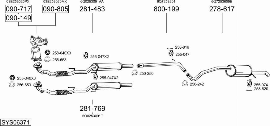 Bosal SYS06371 - Sistem de esapament - allinparts.ro