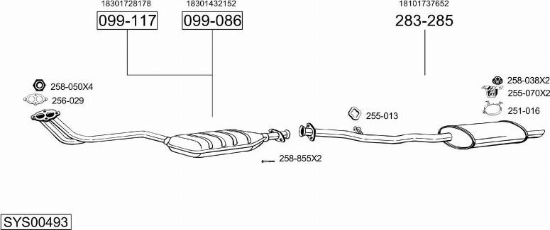Bosal SYS00493 - Sistem de esapament - allinparts.ro