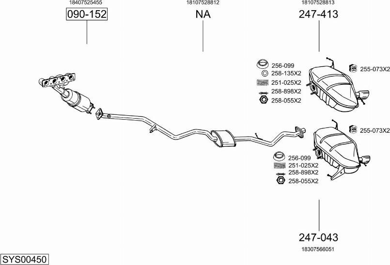 Bosal SYS00450 - Sistem de esapament - allinparts.ro