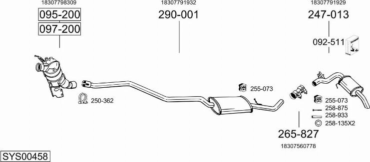 Bosal SYS00458 - Sistem de esapament - allinparts.ro