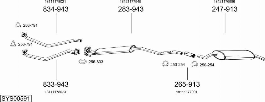 Bosal SYS00591 - Sistem de esapament - allinparts.ro