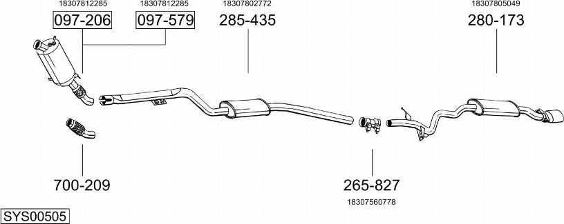 Bosal SYS00505 - Sistem de esapament - allinparts.ro