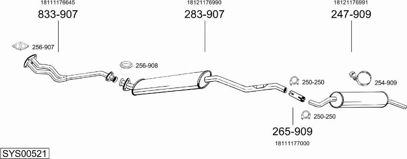 Bosal SYS00521 - Sistem de esapament - allinparts.ro