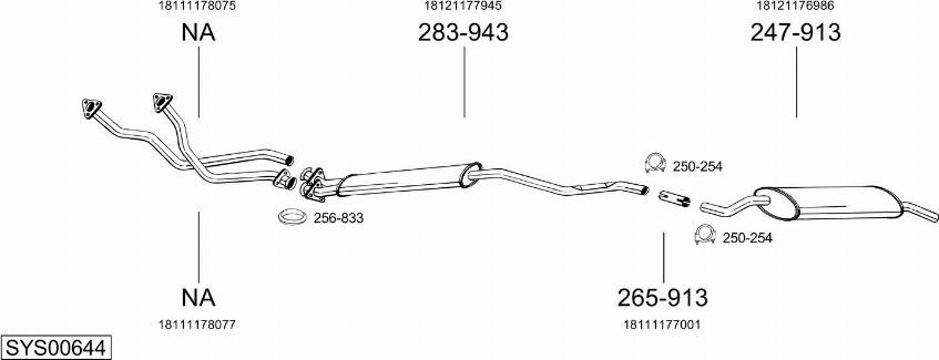 Bosal SYS00644 - Sistem de esapament - allinparts.ro