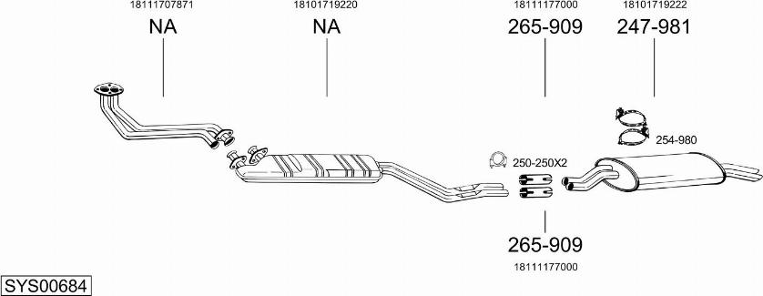 Bosal SYS00684 - Sistem de esapament - allinparts.ro