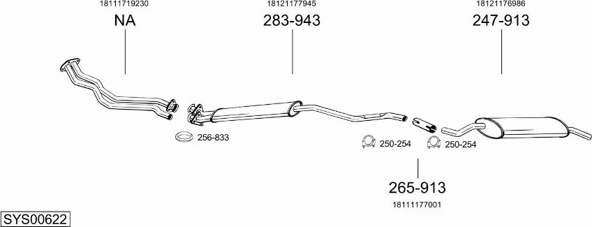 Bosal SYS00622 - Sistem de esapament - allinparts.ro
