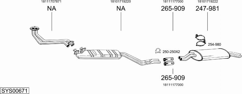 Bosal SYS00671 - Sistem de esapament - allinparts.ro