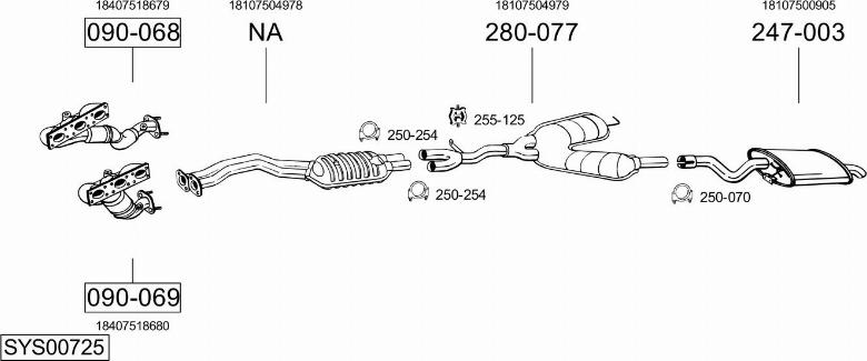 Bosal SYS00725 - Sistem de esapament - allinparts.ro