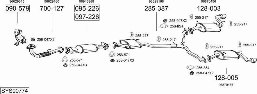 Bosal SYS00774 - Sistem de esapament - allinparts.ro