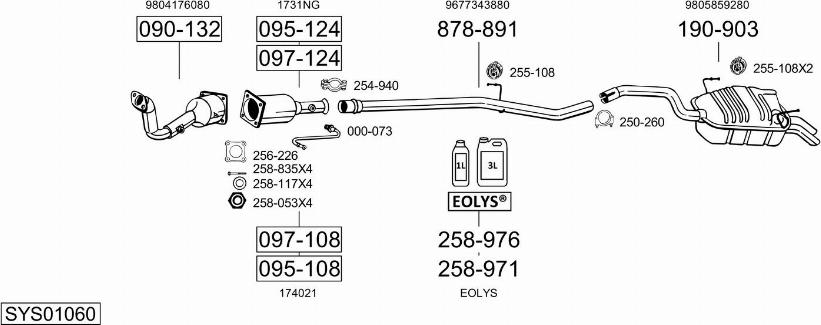 Bosal SYS01060 - Sistem de esapament - allinparts.ro