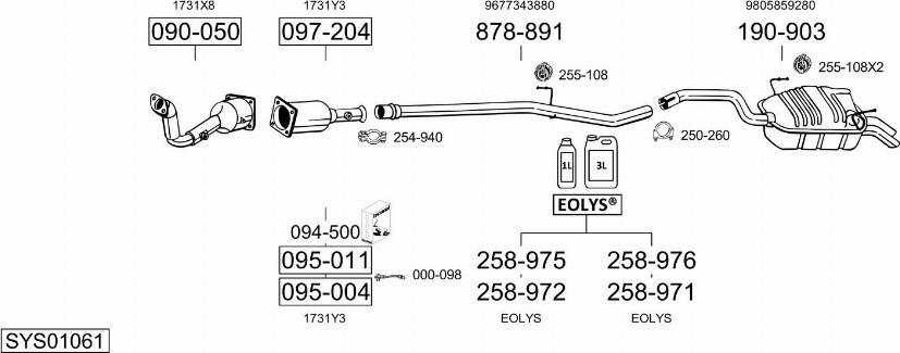 Bosal SYS01061 - Sistem de esapament - allinparts.ro
