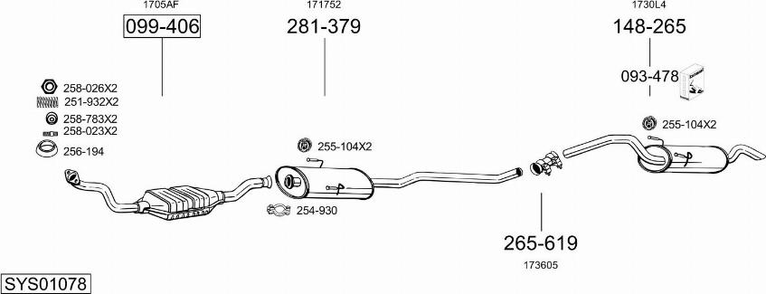 Bosal SYS01078 - Sistem de esapament - allinparts.ro