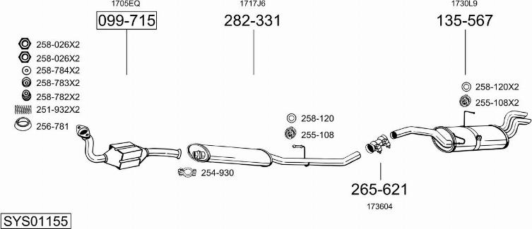 Bosal SYS01155 - Sistem de esapament allinparts.ro